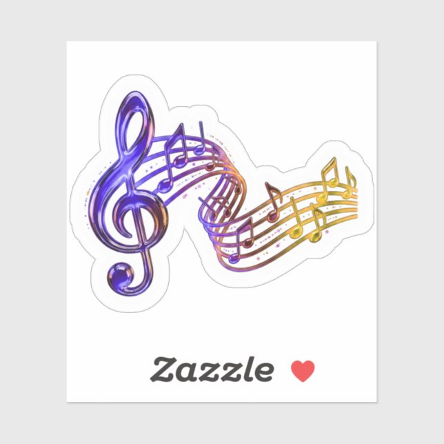3D Colourful Glass Musical Notes & Treble Clef (Sheet)