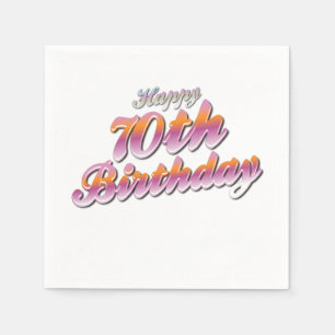 3d Colourful Happy 70th birthday Typography Napkin