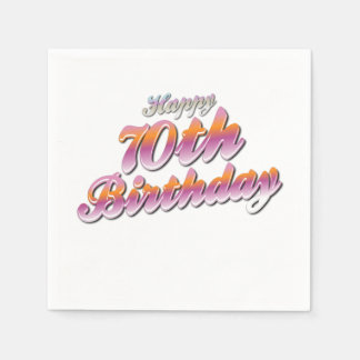 3d Colourful Happy 70th birthday Typography Napkin