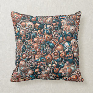 3D Copper And Blue Abstract Cushion