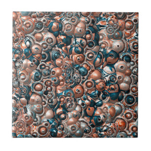 3D Copper And Blue Abstract Tile