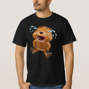3D Crying Cartoon Bear Character Element. T-Shirt