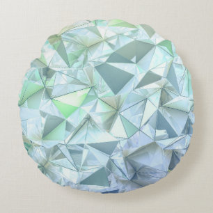 3D crystal triangle, illustrative rendering. Round Cushion