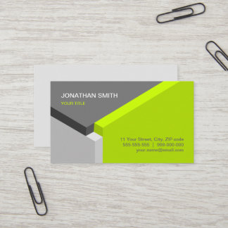 3D Cube Design Lime / Grey business card