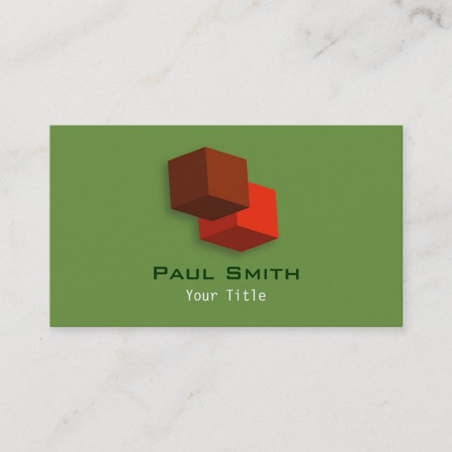 3D Cube Logo Business Card (Front)