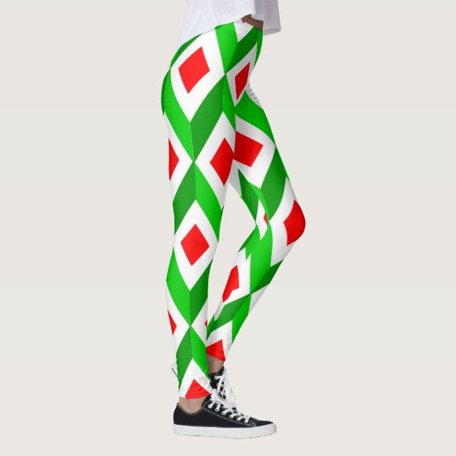 3D Cubes Christmas Leggings (Right)