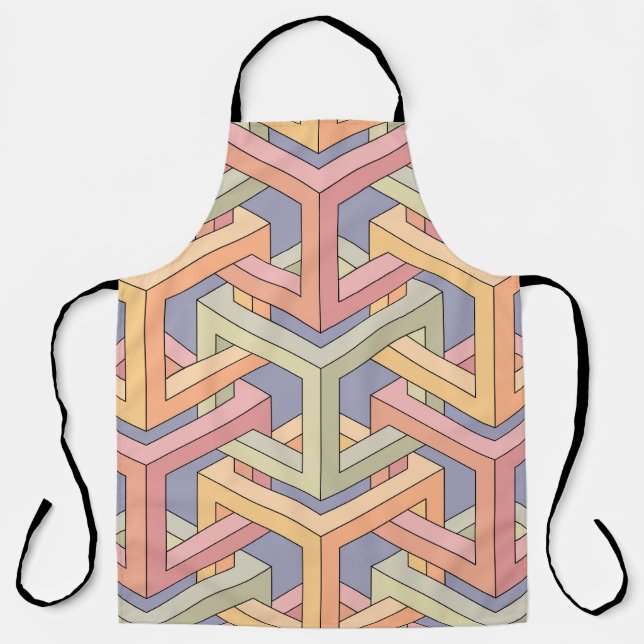 3D Cubes, Optical Illusion Pattern. Apron (Front)