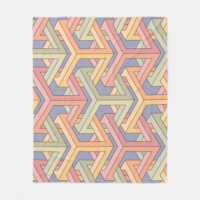 3D Cubes, Optical Illusion Pattern. Fleece Blanket (Front)