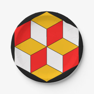 3d cubes paper plate