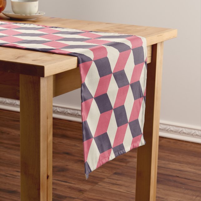 3d Cubes Pattern Short Table Runner (In Situ)