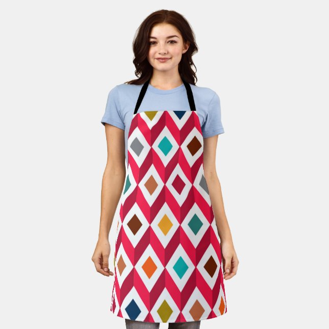 3D Cubes Pink  Apron (Worn)