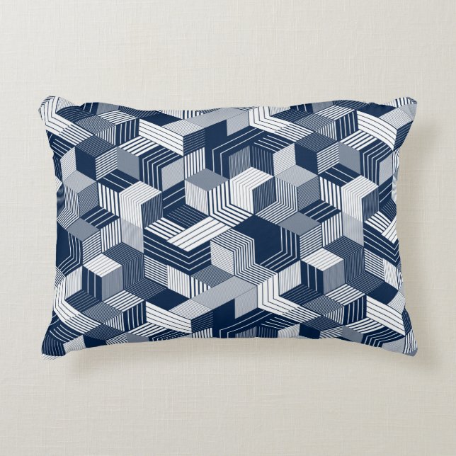 3D cubes seamless pattern background, lined dimens Decorative Cushion (Front)