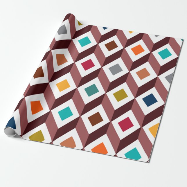 3D Cubes  Wrapping Paper (Unrolled)