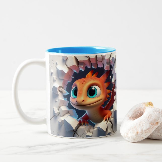 3D Cute Baby Dragon Hot Cocoa Coffee Animals Mug (With Donut)
