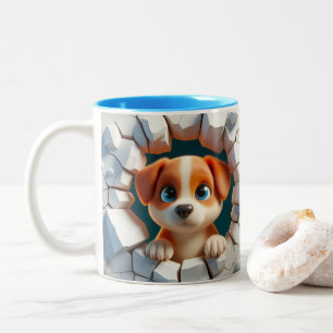 3D Cute Baby Puppy Hot Cocoa Coffee Animals Two-Tone Coffee Mug