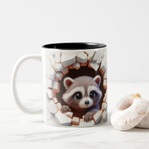 3D Cute Baby Racoon Hot Cocoa Coffee Animals Two-Tone Coffee Mug