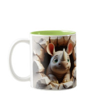 3D Cute Baby Rhinoceros Hot Cocoa Coffee Animals 