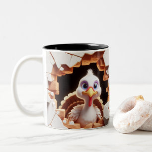3D Cute Baby Turkey Hot Cocoa Coffee Animals Two-Tone Coffee Mug