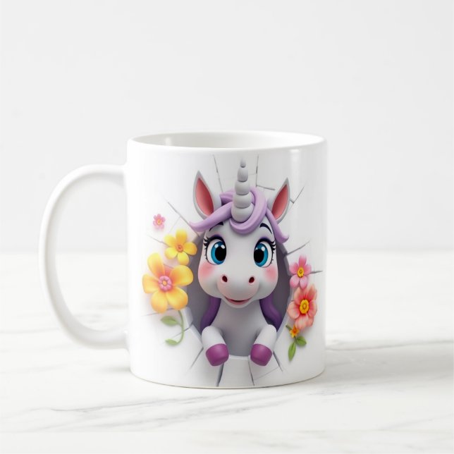 3d cute baby unicorn mug wrap, 3d mug design (Left)