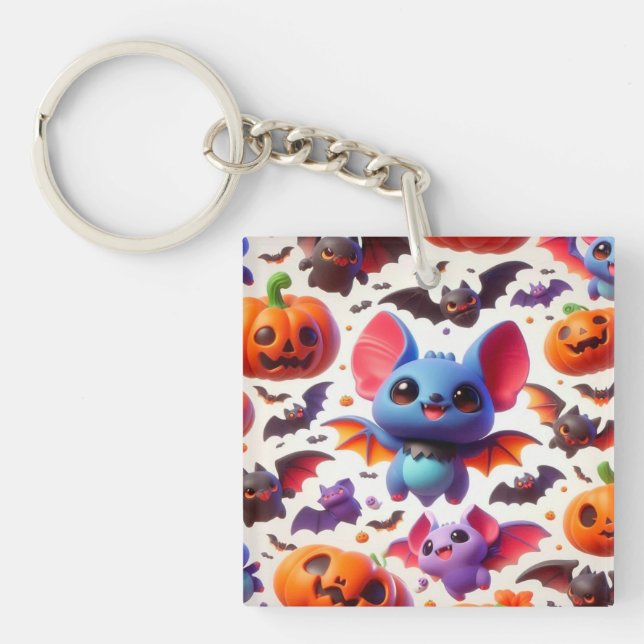 3D cute bats halloween Key Ring (Front)