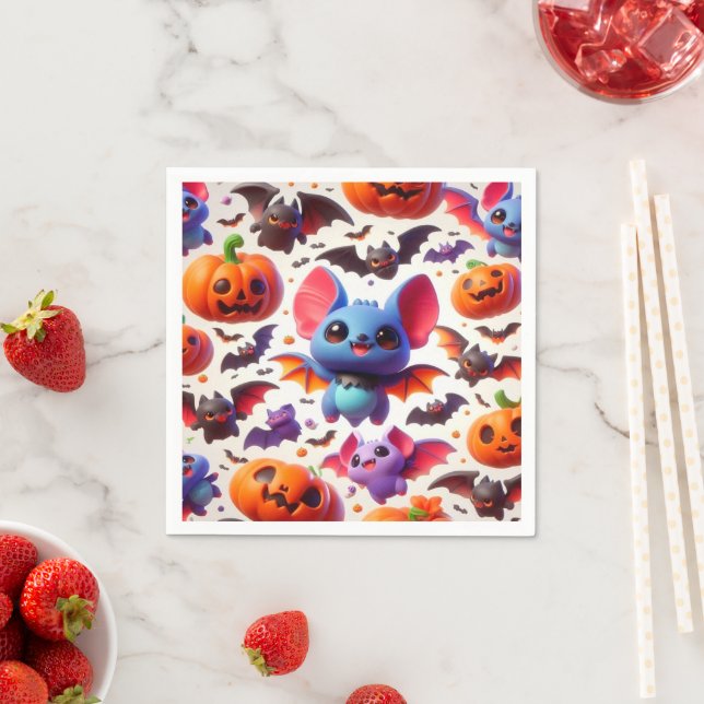 3D cute bats halloween Napkin (Insitu)