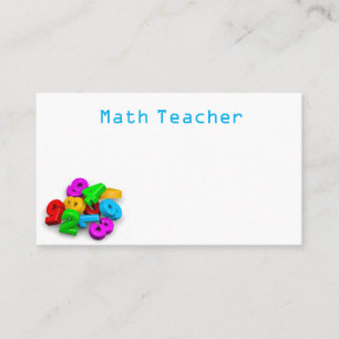 3D cute colourful numbers math teacher Business Card