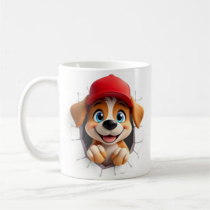 3d cute dog mug wrap design