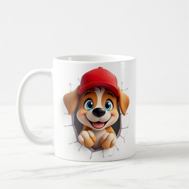 3d cute dog mug wrap design (Left)