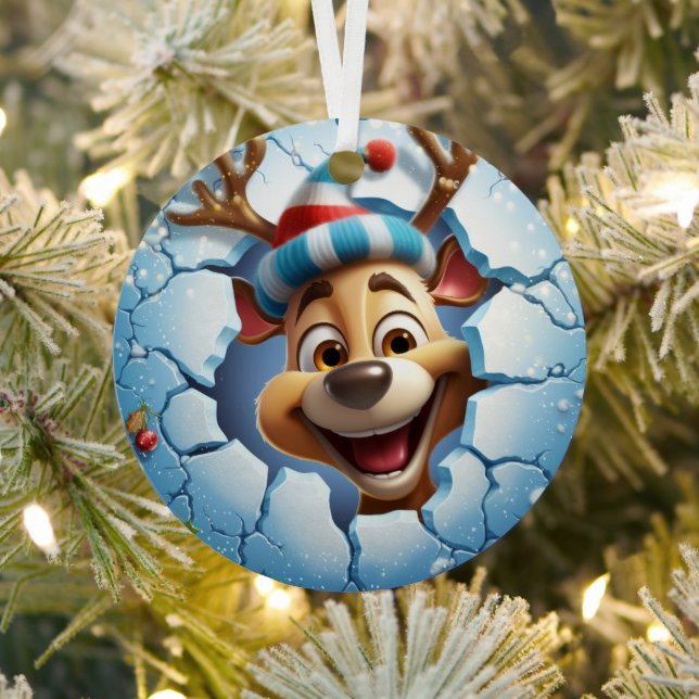 3D Cute Festive Winter Christmas Reindeer Metal Tree Decoration (Insitu)