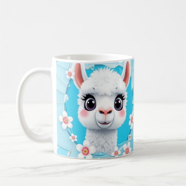 3d cute llama mug wrap, 3d mug design (Left)