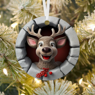 3D Cute Reindeer Festive Christmas Holiday Metal Tree Decoration
