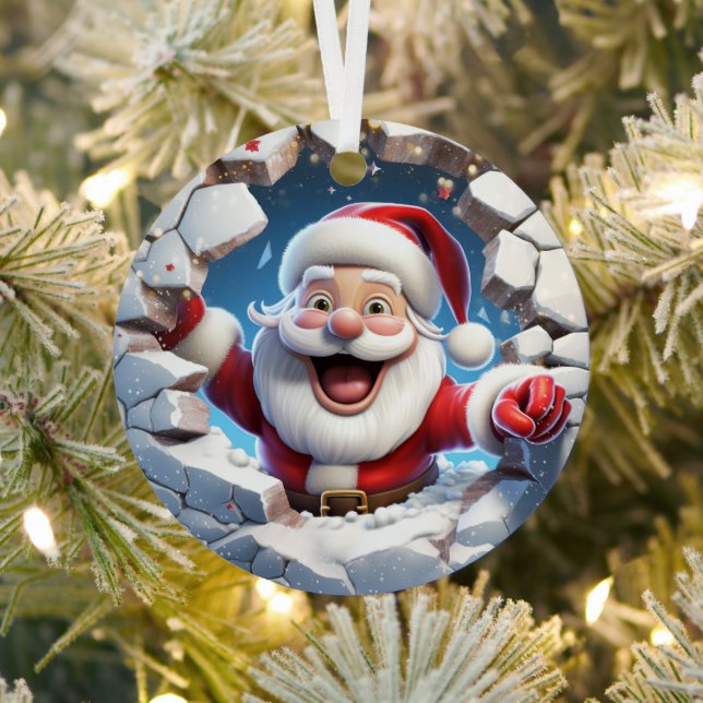 3D Cute Santa Festive Winter Christmas Metal Tree Decoration (Insitu)