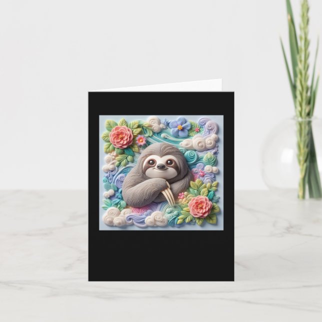 3d Cute Sloth Sticker  Card (Front)