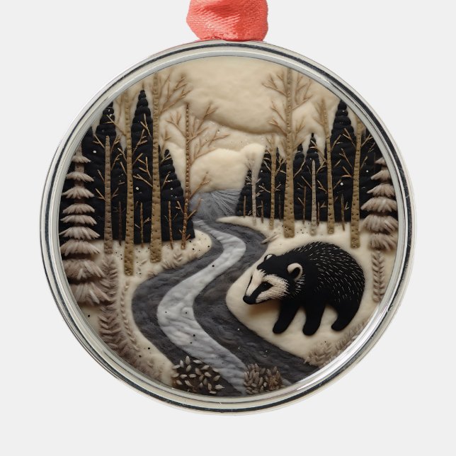 3D Cute Woodland Animal Chirstmas  Metal Tree Decoration (Front)