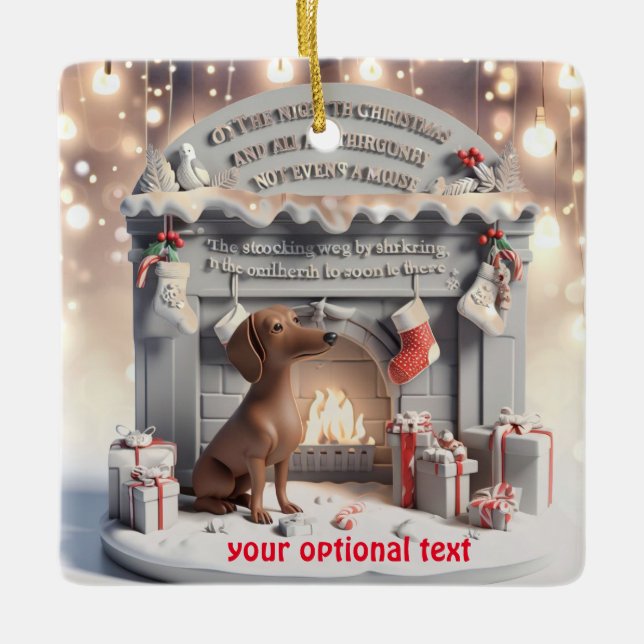 3D Dachshund German Christmas ornament (Front)