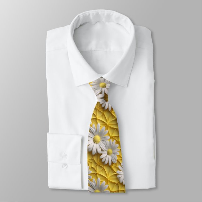 3d daisies white and yellow tie (Tied)