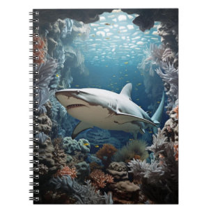 3D Dark Underwater Shark Notebook