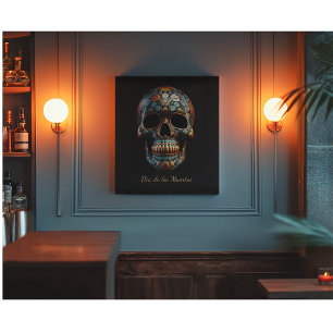 3D Day of the Dead skull, custom Canvas Print