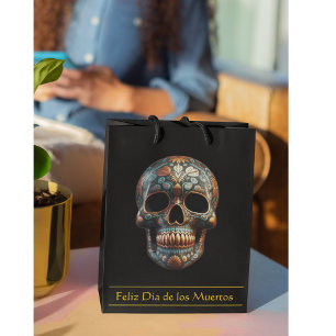 3D Day of the Dead skull, custom Medium Gift Bag