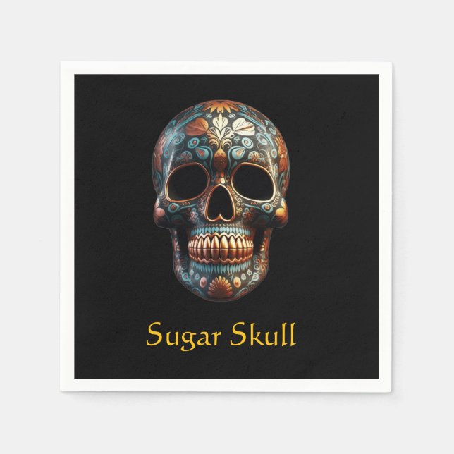 3D Day of the Dead skull, custom Napkin (Front)