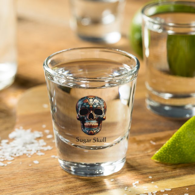 3D Day of the Dead skull, custom Shot Glass (Creator Uploaded)