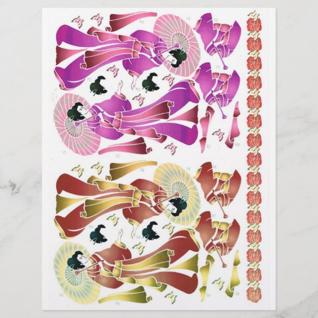 3D decoupage, Romance,  oriental lady (Front)