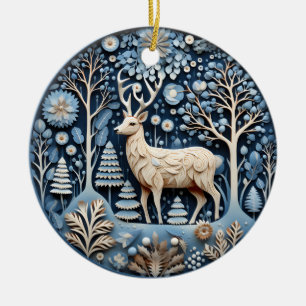 3D Deer Chirstmas Animal  Ceramic Tree Decoration