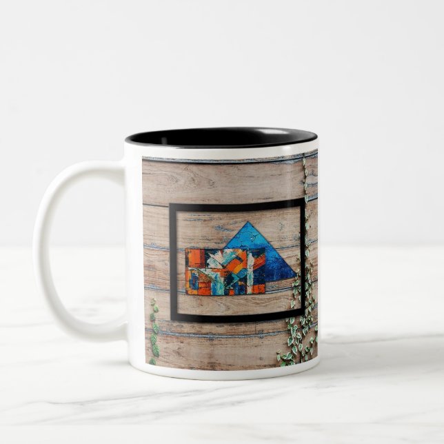 3D design Abstract canvas painting  Two-Tone Coffee Mug (Left)