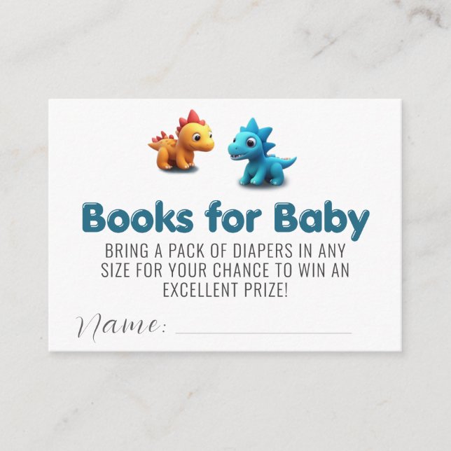 3d Dino dinosaur baby shower books for baby  Enclosure Card (Front)