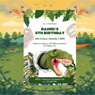 3D Dinosaur Birthday Invitation