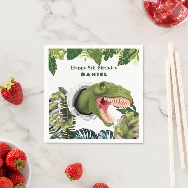3D Dinosaur Birthday Napkin (Insitu)