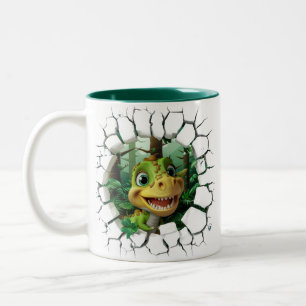 3D Dinosaur Hot Cocoa Kids Two-Tone Coffee Mug