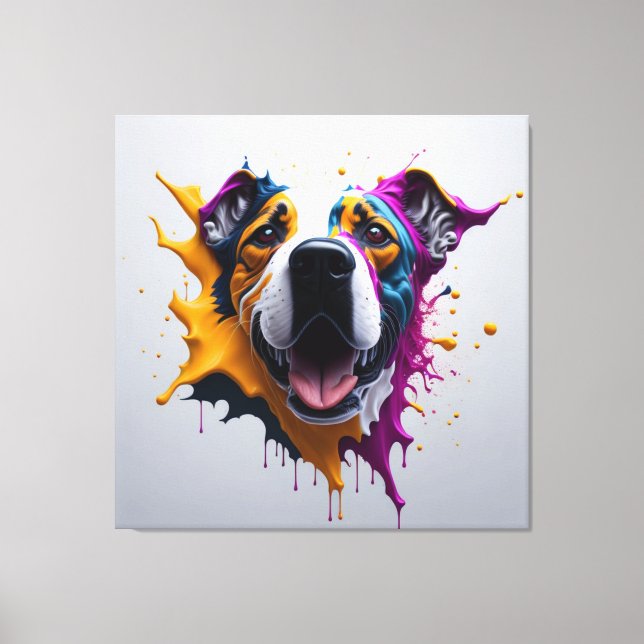 3D Dog incredibly realistic, PREMIUM CANVAS PRINT (Front)