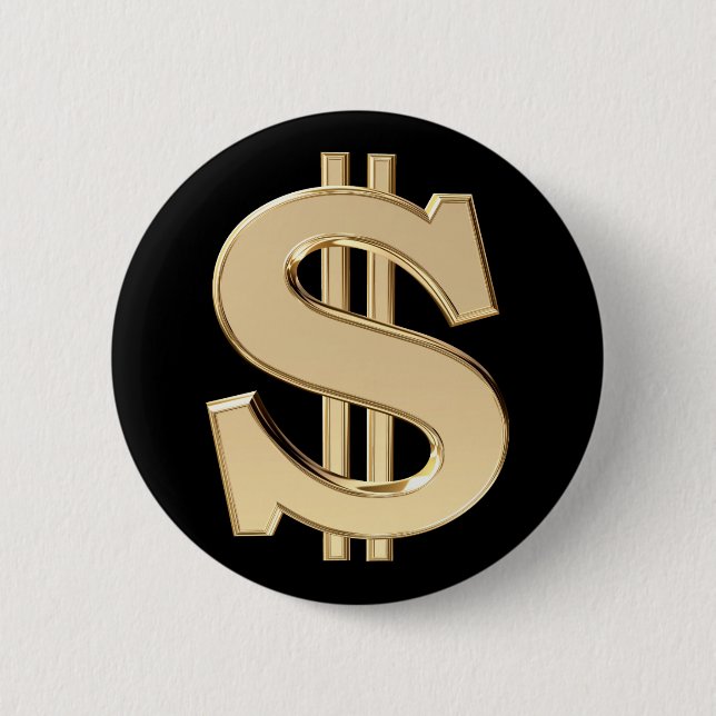 3D dollar sign 6 Cm Round Badge (Front)